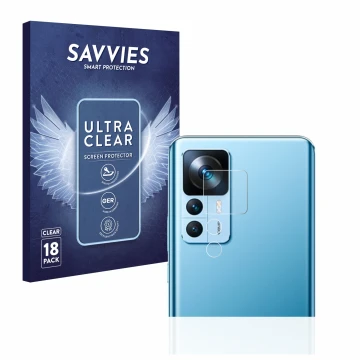 Parte frontale di una confezione del prodotto con il logo del marchio Savvies. Accanto è raffigurato il dispositivo Xiaomi 12T