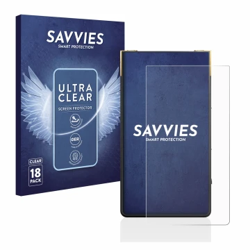 Parte frontale di una confezione del prodotto con il logo del marchio Savvies. Accanto è raffigurato il dispositivo Sony Walkm