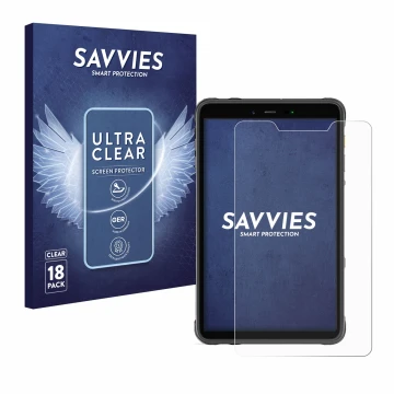 Parte frontale di una confezione del prodotto con il logo del marchio Savvies. Accanto è raffigurato il dispositivo Ulefone Ar