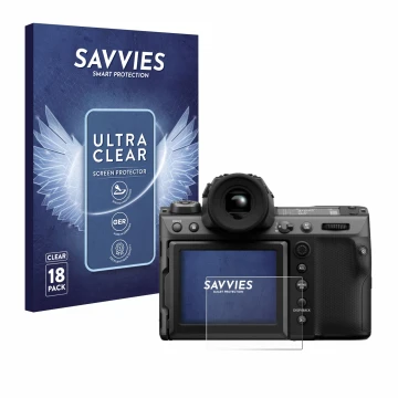 Parte frontale di una confezione del prodotto con il logo del marchio Savvies. Accanto è raffigurato il dispositivo Fujifilm G