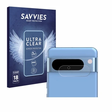 Parte frontale di una confezione del prodotto con il logo del marchio Savvies. Accanto è raffigurato il dispositivo Google Pix