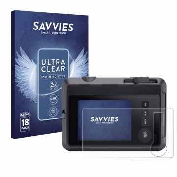 Parte frontale di una confezione del prodotto con il logo del marchio Savvies. Accanto è raffigurato il dispositivo Leica SOFO