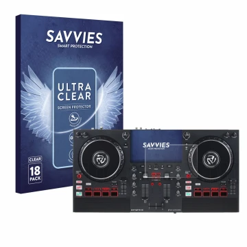 Parte frontale di una confezione del prodotto con il logo del marchio Savvies. Accanto è raffigurato il dispositivo Numark Mix