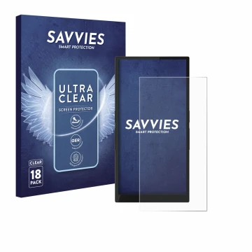 Parte frontale di una confezione del prodotto con il logo del marchio Savvies. Accanto è raffigurato il dispositivo Hiby R6 Pr