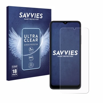 Parte frontale di una confezione del prodotto con il logo del marchio Savvies. Accanto è raffigurato il dispositivo Telekom T 