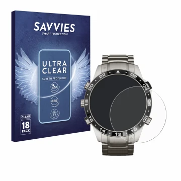 Parte frontale di una confezione del prodotto con il logo del marchio Savvies. Accanto è raffigurato il dispositivo Garmin Mar