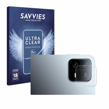 Parte frontale di una confezione del prodotto con il logo del marchio Savvies. Accanto è raffigurato il dispositivo Xiaomi Pad