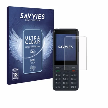 Parte frontale di una confezione del prodotto con il logo del marchio Savvies. Accanto è raffigurato il dispositivo TCL Onetou