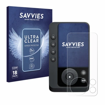 Parte frontale di una confezione del prodotto con il logo del marchio Savvies. Accanto è raffigurato il dispositivo Profoto Co