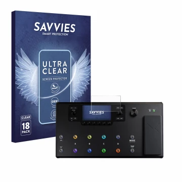 Parte frontale di una confezione del prodotto con il logo del marchio Savvies. Accanto è raffigurato il dispositivo Line 6 Hel
