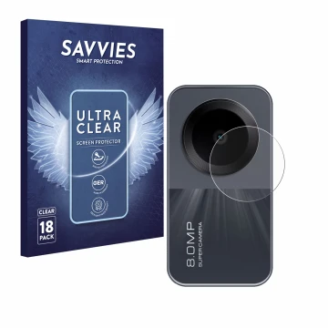 Parte frontale di una confezione del prodotto con il logo del marchio Savvies. Accanto è raffigurato il dispositivo Xiaomi Red