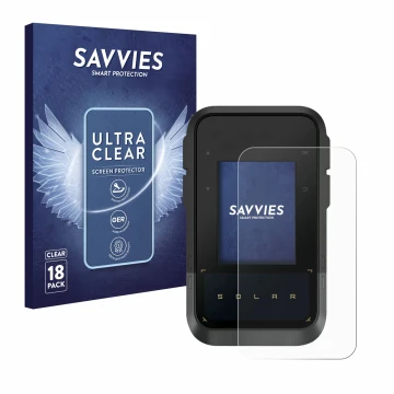 Parte frontale di una confezione del prodotto con il logo del marchio Savvies. Accanto è raffigurato il dispositivo Garmin eTr