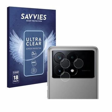 Parte frontale di una confezione del prodotto con il logo del marchio Savvies. Accanto è raffigurato il dispositivo Xiaomi Poc