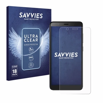 Parte frontale di una confezione del prodotto con il logo del marchio Savvies. Accanto è raffigurato il dispositivo ZTE Blade 