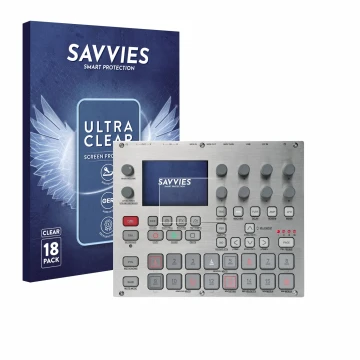 Parte frontale di una confezione del prodotto con il logo del marchio Savvies. Accanto è raffigurato il dispositivo Elektron S