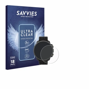 Parte frontale di una confezione del prodotto con il logo del marchio Savvies. Accanto è raffigurato il dispositivo Suunto Ver