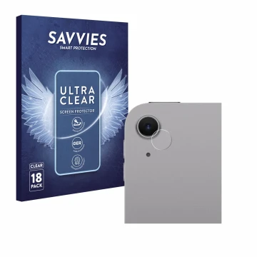 Parte frontale di una confezione del prodotto con il logo del marchio Savvies. Accanto è raffigurato il dispositivo Apple iPad