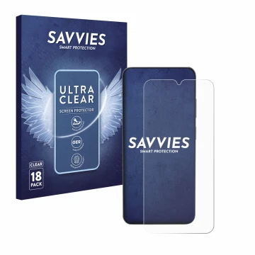 Parte frontale di una confezione del prodotto con il logo del marchio Savvies. Accanto è raffigurato il dispositivo Doogee N55