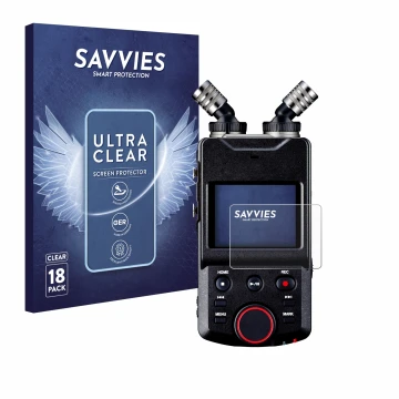 Parte frontale di una confezione del prodotto con il logo del marchio Savvies. Accanto è raffigurato il dispositivo Tascam Por