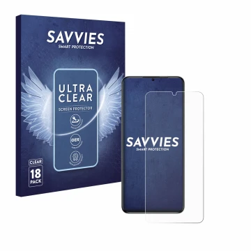 Parte frontale di una confezione del prodotto con il logo del marchio Savvies. Accanto è raffigurato il dispositivo Oukitel C5