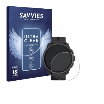 Parte frontale di una confezione del prodotto con il logo del marchio Savvies. Accanto è raffigurato il dispositivo Suunto Rac