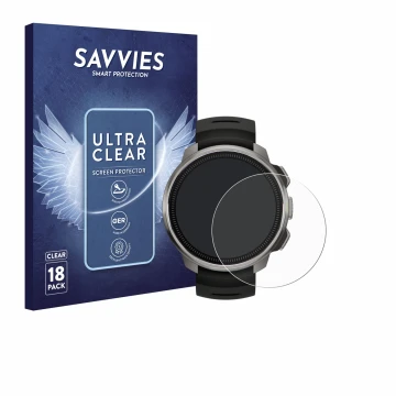 Parte frontale di una confezione del prodotto con il logo del marchio Savvies. Accanto è raffigurato il dispositivo Suunto Oce