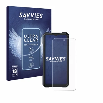 Parte frontale di una confezione del prodotto con il logo del marchio Savvies. Accanto è raffigurato il dispositivo Cubot King