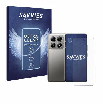 Parte frontale di una confezione del prodotto con il logo del marchio Savvies. Accanto è raffigurato il dispositivo Xiaomi 14T