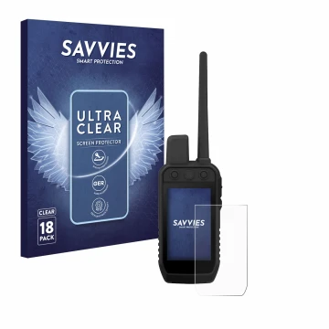 Parte frontale di una confezione del prodotto con il logo del marchio Savvies. Accanto è raffigurato il dispositivo Garmin Alp