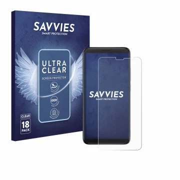 Parte frontale di una confezione del prodotto con il logo del marchio Savvies. Accanto è raffigurato il dispositivo TCL 403 co