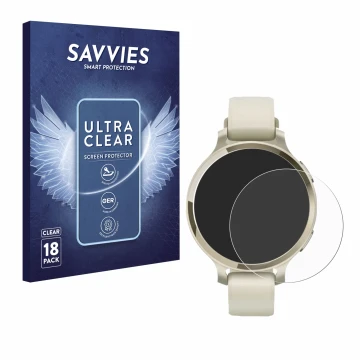 Parte frontale di una confezione del prodotto con il logo del marchio Savvies. Accanto è raffigurato il dispositivo Garmin Lil