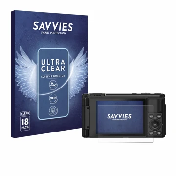 Parte frontale di una confezione del prodotto con il logo del marchio Savvies. Accanto è raffigurato il dispositivo Yashica Ci