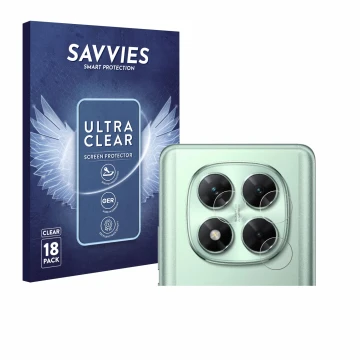 Parte frontale di una confezione del prodotto con il logo del marchio Savvies. Accanto è raffigurato il dispositivo Xiaomi Poc