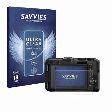 Parte frontale di una confezione del prodotto con il logo del marchio Savvies. Accanto è raffigurato il dispositivo Canon EOS 