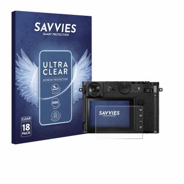Parte frontale di una confezione del prodotto con il logo del marchio Savvies. Accanto è raffigurato il dispositivo Fujifilm G