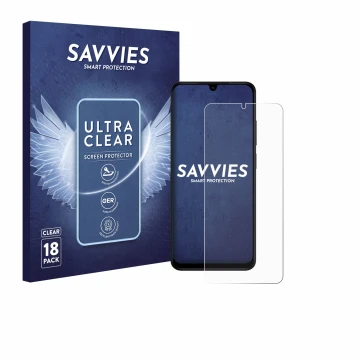 Parte frontale di una confezione del prodotto con il logo del marchio Savvies. Accanto è raffigurato il dispositivo Xiaomi Red