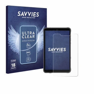Parte frontale di una confezione del prodotto con il logo del marchio Savvies. Accanto è raffigurato il dispositivo Ulefone Ar