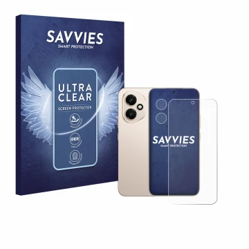 Parte frontale di una confezione del prodotto con il logo del marchio Savvies. Accanto è raffigurato il dispositivo Honor 400 