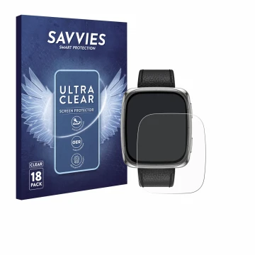 Parte frontale di una confezione del prodotto con il logo del marchio Savvies. Accanto è raffigurato il dispositivo Amazfit Ac