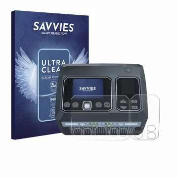Parte frontale di una confezione del prodotto con il logo del marchio Savvies. Accanto è raffigurato il dispositivo SkyRc D750