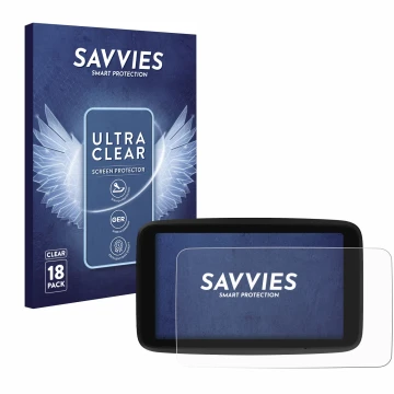 Parte frontale di una confezione del prodotto con il logo del marchio Savvies. Accanto è raffigurato il dispositivo TomTom GO 
