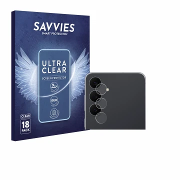 Parte frontale di una confezione del prodotto con il logo del marchio Savvies. Accanto è raffigurato il dispositivo Samsung Ga