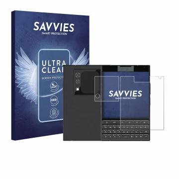 Parte frontale di una confezione del prodotto con il logo del marchio Savvies. Accanto è raffigurato il dispositivo Unihertz T