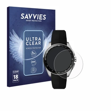 Parte frontale di una confezione del prodotto con il logo del marchio Savvies. Accanto è raffigurato il dispositivo TAG Heuer 
