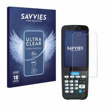 Parte frontale di una confezione del prodotto con il logo del marchio Savvies. Accanto è raffigurato il dispositivo Unitech HT