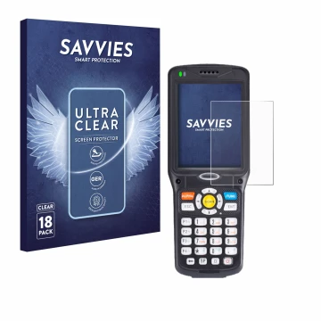 Parte frontale di una confezione del prodotto con il logo del marchio Savvies. Accanto è raffigurato il dispositivo Unitech HT