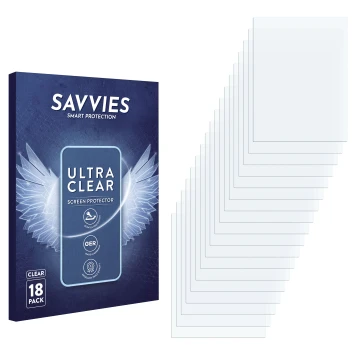Parte frontale di una confezione del prodotto con il logo del marchio Savvies. Accanto si trova la protezione per lo schermo c