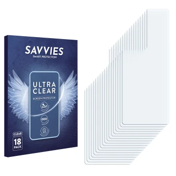 Parte frontale di una confezione del prodotto con il logo del marchio Savvies. Accanto si trova la protezione per lo schermo c
