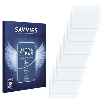Parte frontale di una confezione del prodotto con il logo del marchio Savvies. Accanto si trova la protezione per lo schermo c