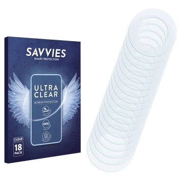 Parte frontale di una confezione del prodotto con il logo del marchio Savvies. Accanto si trova la protezione per lo schermo c